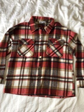 Cezele Red Brown Plaid Button-Front Women’s Shirt